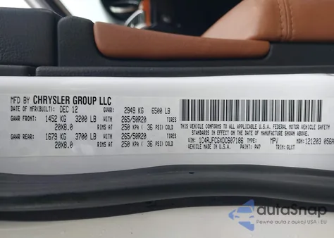 2013 Jeep Grand Cherokee Overland from USA, damaged, VIN 1C4RJFCGXDC607186